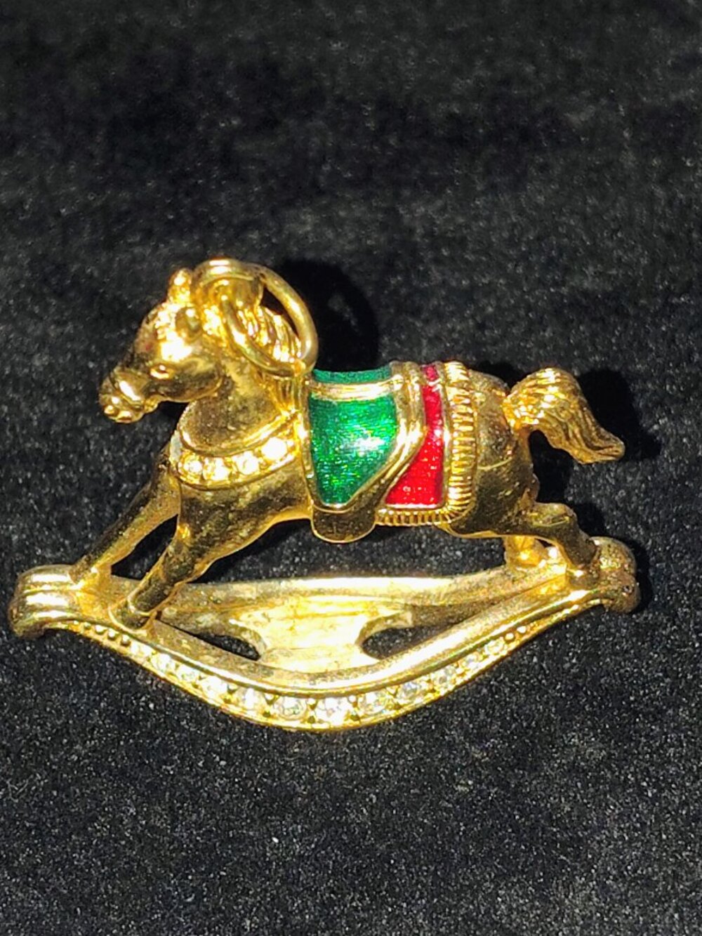 Swarovski Christmas Rocking Horse Brooch